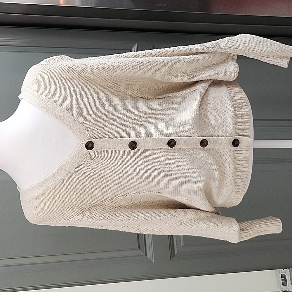 Perfect fall sweater cream color knit with buttons down the back womens Size S